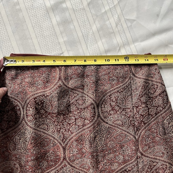 Banana Republic Soft Wool Silk Paisley Quiet Luxury Size 8 Lined Zipper Skirt - Picture 5 of 9